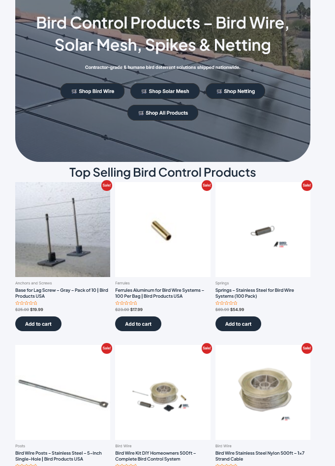 Work With John DePalma Bird Products USA website design and SEO results for national eCommerce brand